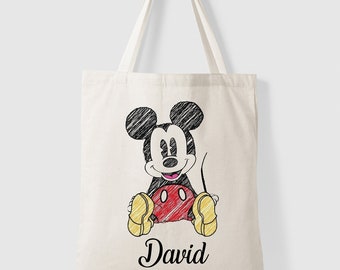 Tote bag Sac  Ecole mickey prenom