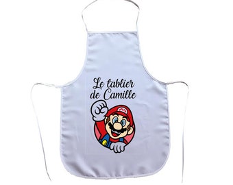 Children's Apron School Painting Personalized Kitchen Mario