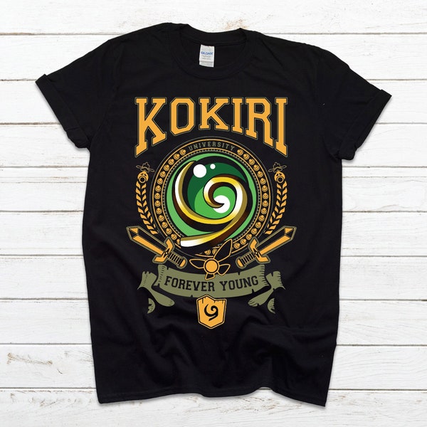 T-Shirt Noir Homme Femme Enfant Kokiri University Zelda