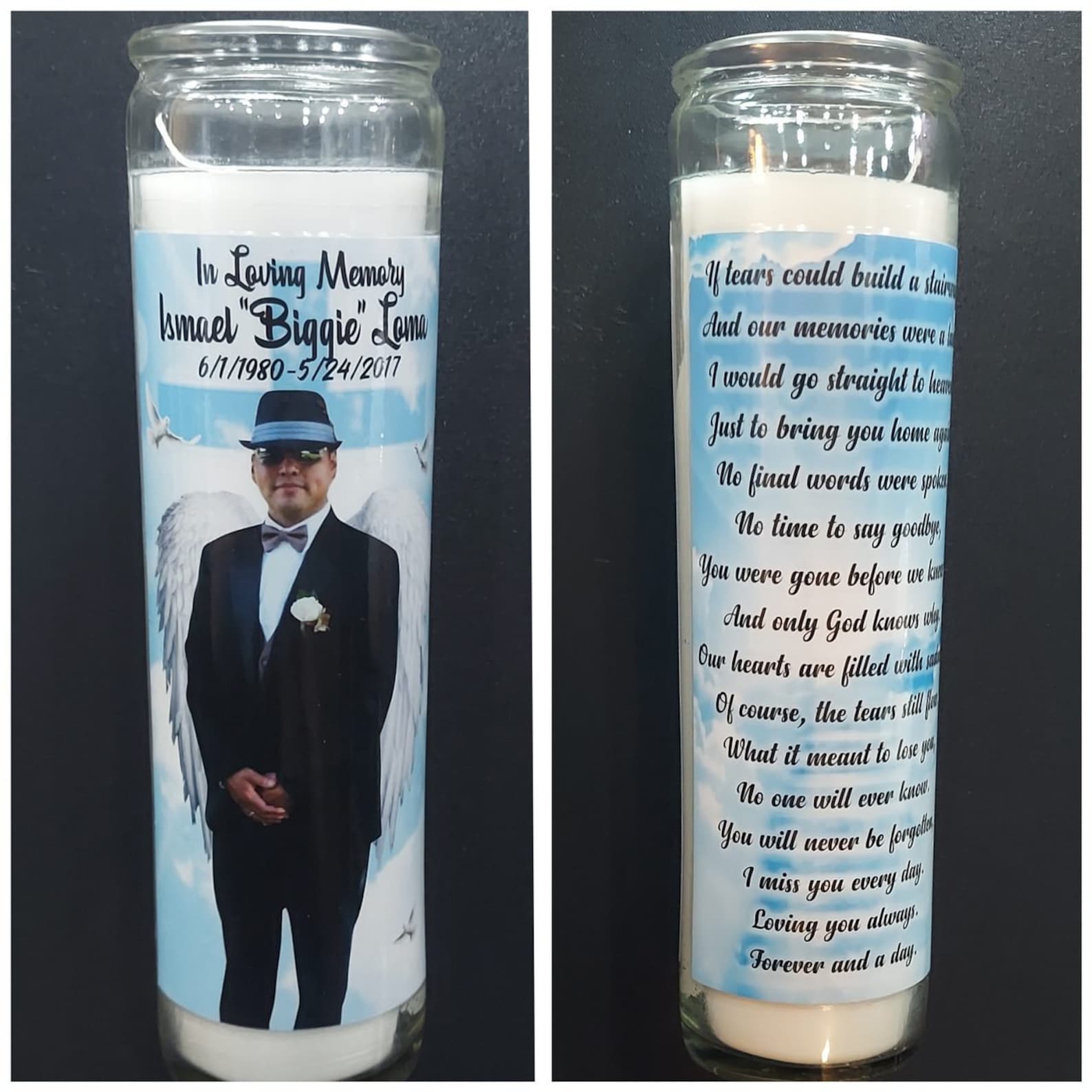 Custom Candles/memorial Candles/prayer Candles Custom Personalized Made