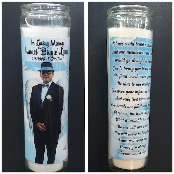 Custom Candles/Memorial Candles/Prayer Candles - Custom- Personalized - Made To Order