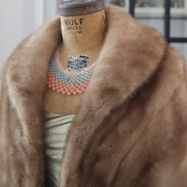 Vintage Honey Brown Mink Stole, Gordan W. Hyde Furs, Chicago,  RARE FIND!