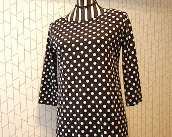 Marimekko schwarz weißes Tunika Kleid, Polka Dot Print Baumwolle, Größe S, Design aus Finnland