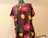 Marimekko rare pattern cotton fabric dress XL size, made in Finland