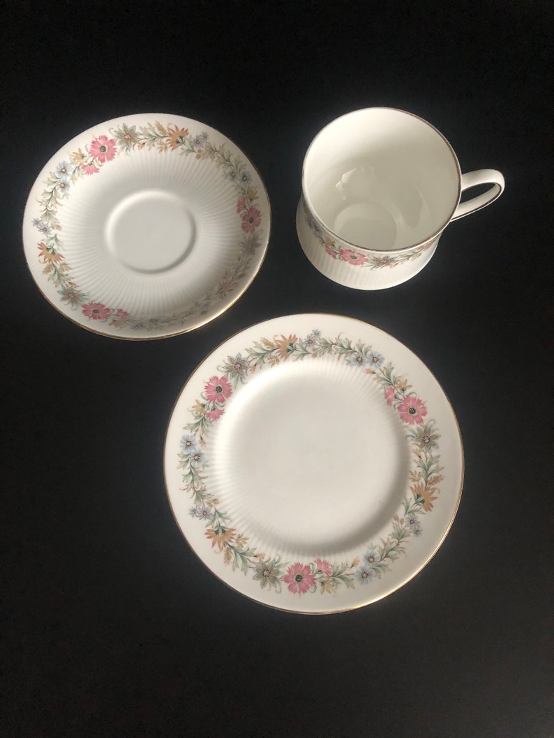 Vintage 1970's Paragon Belinda Pattern Tea Cup Saucer & Plate Trio Fine