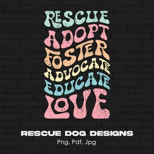 Retro Rescue Dog Lover Quote Digital File Instant Download, Rescue Dog T-shirt Design, Rescue Mom Shirt Png, Dog Lover Shirt png, Mug Png