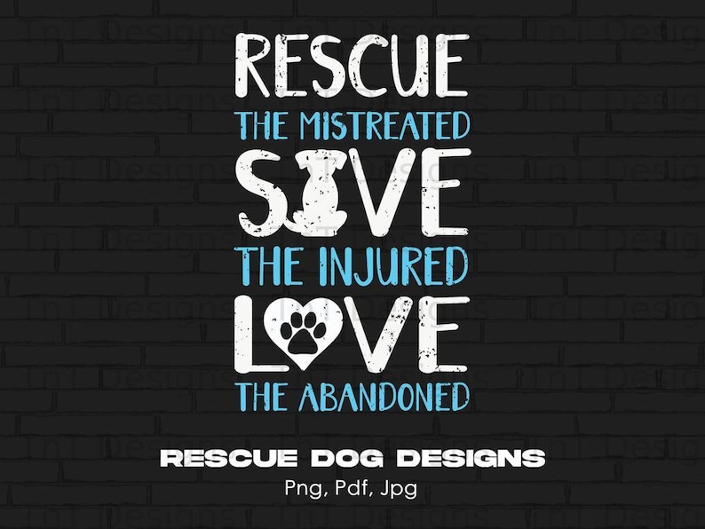 Cute Rescue Dog Sayings Digital File Instant Download Digital Etsy