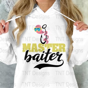 "Master Baiter" Funny Fishing Hoodie – Men's Joke Tackle Sweatshirt, 27 Color Options, Gildan Cotton Blend