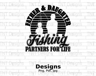 Father Daughter Fishing Partners PNG: T-Shirt Design (Digital Download)