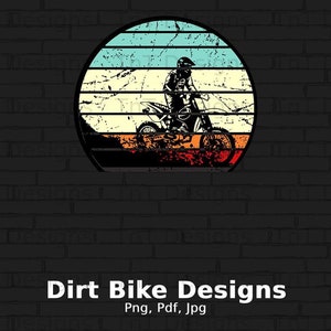 Vintage Dirt Bike Rider Digital Png File, Instant Download, Motocross Png, Dirt Bike T-shirt Sunset Design, Retro Motocross Lovers Shirt PNG