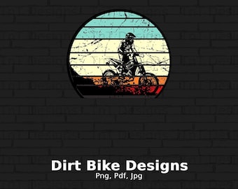 Vintage Dirt Bike Rider Digital Png File, Instant Download, Motocross Png, Dirt Bike T-shirt Sunset Design, Retro Motocross Lovers Shirt PNG