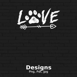 Love Dog Paw Print Digital Png File, Instant Download, Dog Lover T-shirt Design, Pet Owner Png, Dog Mom Shirt Png, Dog Dad Png, Fur Mom Png