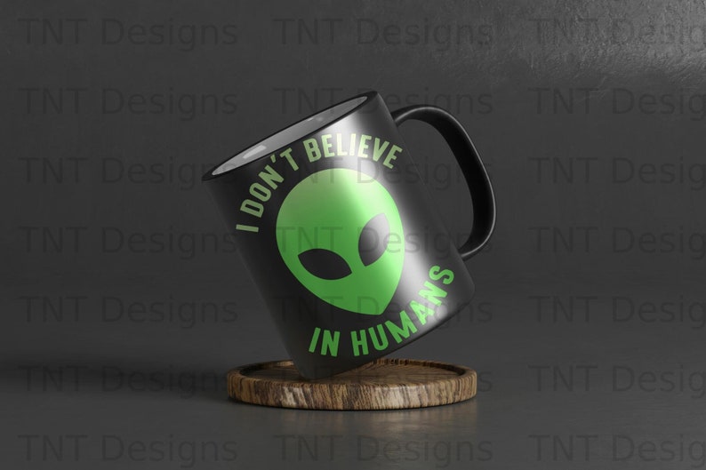 Green Alien Digital Png File Instant Download, Alien Believer T-shirt Design, Alien Mug Png, Funny Alien Shirt Png, Extraterrestrial Png image 3