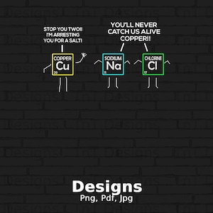 Funny Science Table of Elements Sayings Digital Png File, Instant Download, Periodic Puns Science T-shirt Design, Chemistry Teacher PNG