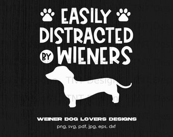 ウインナー犬に気を取られやすいデジタル PNG ファイル、即時ダウンロード、面白いダックスフントの T シャツ デザイン、犬好き PNG、ダックスフントのお母さん PNG、ウインナー犬 PNG