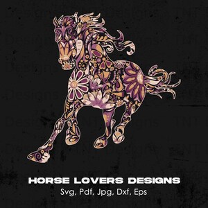 Floral Horse Digital Png File, Instant Download, Horse Art Tshirt Design, Horse Lover Gift, Horse Graphics, Horse Printable, Love Horses Png