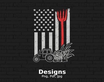 USA Flagge Farmer Traktor digitale Png-Datei, sofortiger Download, US-Bauernhof-Traktor-T-Shirt-Design, Bauernhof-Traktor-Shirt Png, Traktor Png, Bauer Png