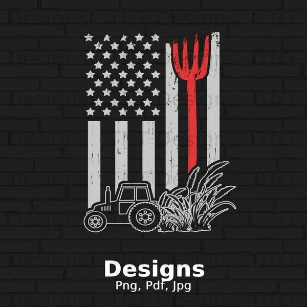 USA Flag Farmer Tractor Digital Png File, Instant Download, US Farm Tractor T-shirt Design, Farm Tractor Shirt Png, Tractor Png, Farmer Png