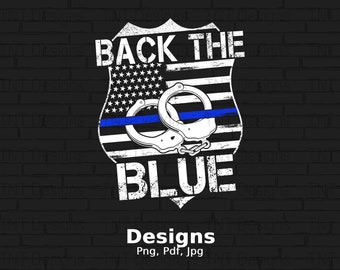 Back The Blue USA Flag Badge Digital Png File, Instant Download, Blue Line Tshirt Design, Police Officers Shirt Png, Police Support Png