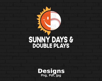 Sunny Days & Double Plays Archivo Png digital, Descarga instantánea, Diseño de camiseta de aficionado al béisbol, Camisa de papá de béisbol Png, Amante del béisbol Png