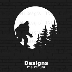 Bigfoot Moon Silhouette digitaal png-bestand, Bigfoot T-shirt Design, Bigfoot png, Sasquatch Shirt png, Big Believer png, direct downloaden, mokken