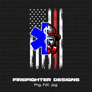 Feuerwehrmann EMT Frontline Held Patriotische amerikanische Flagge Digitaler Png Design Datei Download, US Feuerwehr Shirt Png, Feuerwehr PNG Designs