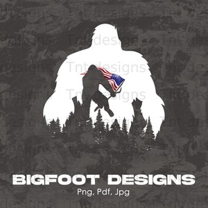 Patriotic Bigfoot Digital Png File, Instant Download, Bigfoot American Flag Tshirt Design, 4th of July PNG, Sasquatch Shirt Png, Veteran Png
