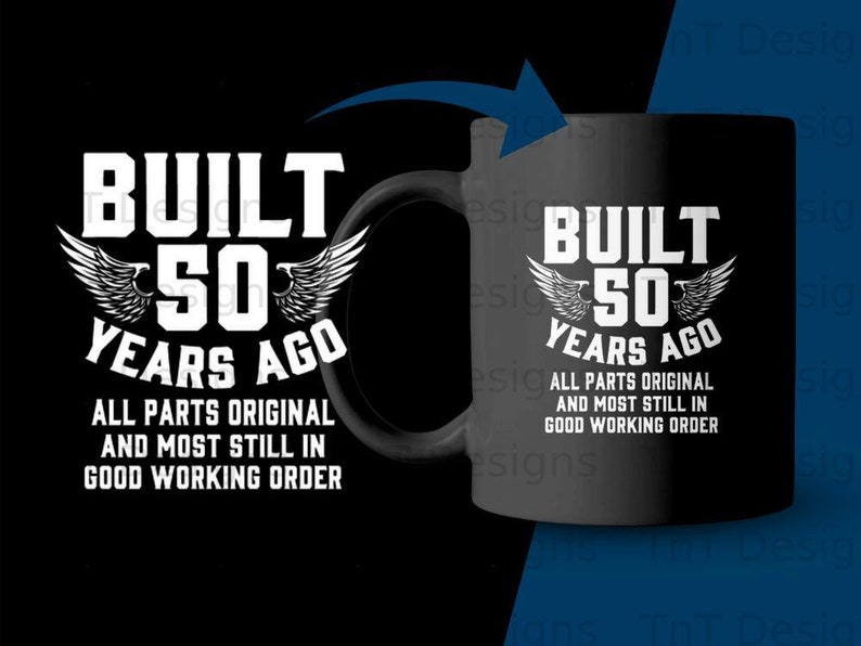 50 jaar geleden gebouwd originele onderdelen verjaardag Png digitaal bestand, Instant Download, grappige 50e verjaardag Png, Happy 50e verjaardag Shirt Png Design afbeelding 3