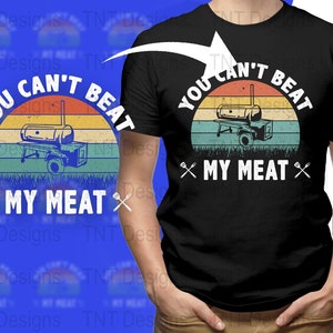 Je kunt mijn vlees niet verslaan Digitale Png-bestand downloaden, Vintage Barbecue T-shirt Design, BBQ Png, Grillen Png, Roken Png, Vaderdagcadeau afbeelding 2