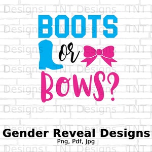 Boots Or Bows Digital Png File Instant Download, Baby Gender Reveal T-shirt Design, Baby Announcement Gift, Baby Shower Png, Pregnancy Png