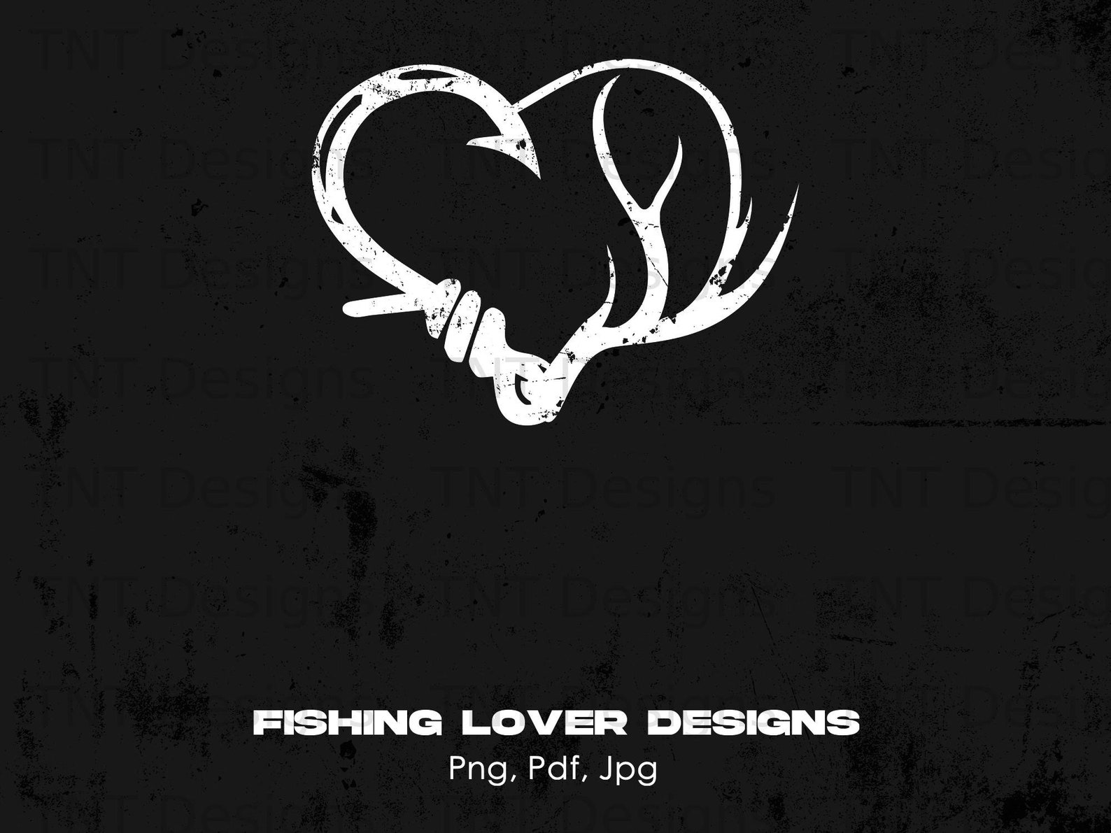 Fishing Hooks Heart Digital Png Design File Instant Download Etsy