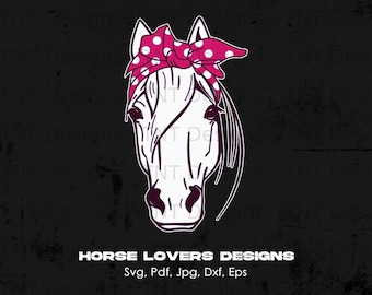 Horse With Bandana Digital Png File, Instant Download, Horse Lovers T-shirt Design, Horse Graphic, Horse Printable, Farm Animal, Horse Png