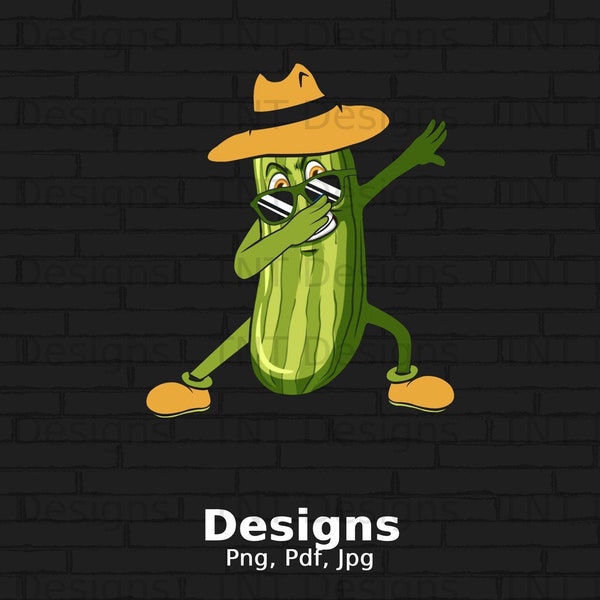 Cool Dabbing Pickle with Hat And Sunglasses Png Digital File, Instant Download, Funny Dill Pickle Png Shirt Design, Dancing Cucumber Gifts