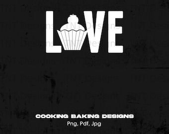 Cupcake Love Digital Png File, Instant Download, Baking Cupcake T-shirt Design, Pastry Chef Png, Baking Lover Png, Bakery Png, Cupcake Lover