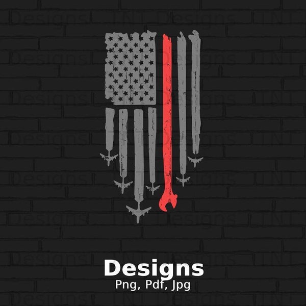 American Flag Airplanes Wrench Digital Png File Instant Download, Patriot Aircraft Mechanic Shirt Design, Mechanic US Flag Png, Mechanic Png