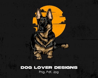 German Shepherd Digital Png File, Instant Download, Dog Lover Gift, Dog Owner Tshirt Design, Dog Shirt Png, Dog Mom PNG, German Shepherd PNG