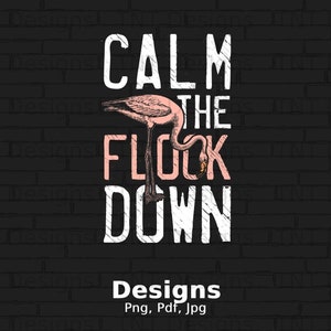 Calm The Flock Down Digital Png File, Instant Download, Funny Flamingo Sayings T-shirt Design, Flamingo Lover Gift, Pink Flamingo Shirt Png
