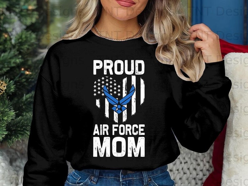 USA Heart Flag Air Force Mom Digital File Instant Download, Proud Air force Mom Son Png Design, Military Mom Png, Air force Shirt Png, Mom image 2