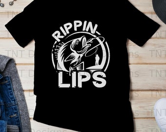 Rippin Lips Engraçado Pescador Digital Png Arquivo Download Instantâneo, Engraçado Pesca T-shirt Design, Pescador Camisa Png, Pesca Camisa Png, Caneca Png