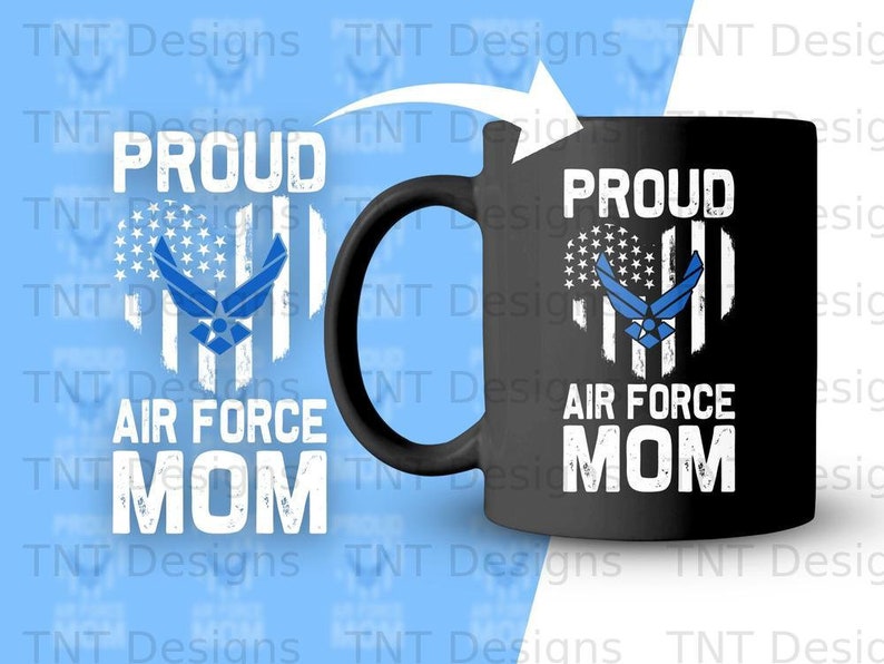 USA Heart Flag Air Force Mom Digital File Instant Download, Proud Air force Mom Son Png Design, Military Mom Png, Air force Shirt Png, Mom image 3