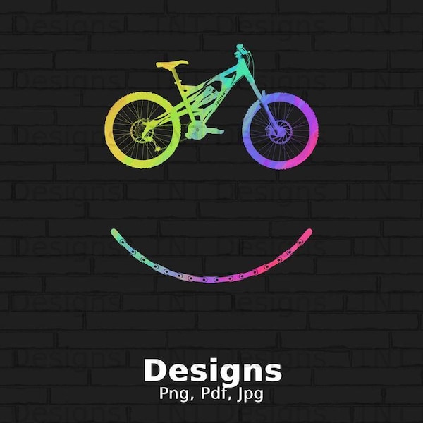 Colorful Bicycle Smile Digital Png File, Instant Download, Silhouette Bike Png, Bike Png, Bicycle T-shirt Design, Biker Png, Bike Rider Png