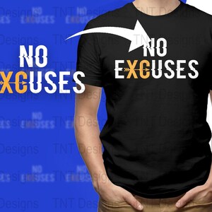 Sin excusas archivo png digital, descarga instantánea, diseño de camiseta para correr, entrenamiento motivacional png, entrenamiento divertido png, camisa jogger png, gimnasio png imagen 2