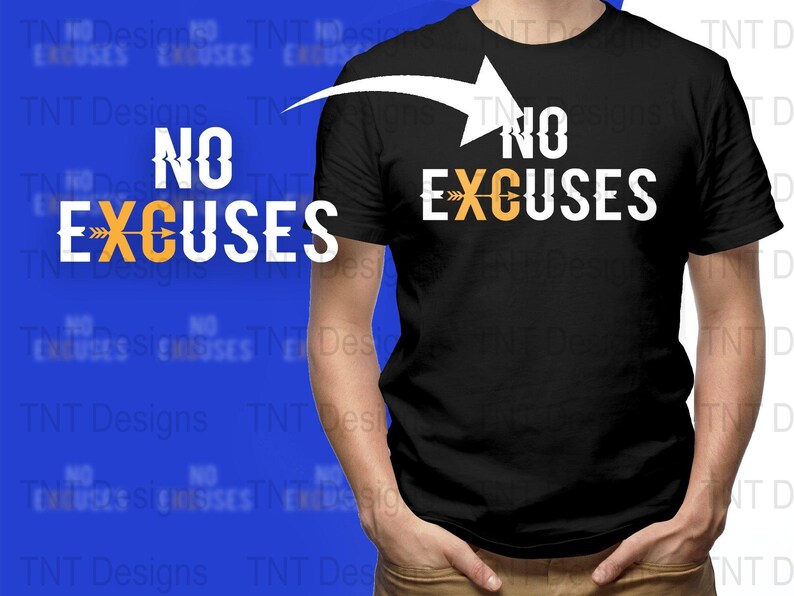 Sin excusas archivo png digital, descarga instantánea, diseño de camiseta para correr, entrenamiento motivacional png, entrenamiento divertido png, camisa jogger png, gimnasio png imagen 2