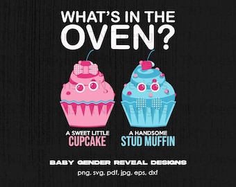 What's In The Oven Gender Reveal Muffin Cupcake Digital Png File, Instant Download, Baby Gender Party T-shirt Design, Baby Announcement Png