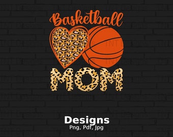 Basketball Mom Leopard Print Digital Png File, Instant Download, Basketball Mom T-shirt Design, Basketball Sport Shirt Png, Basketball Mama