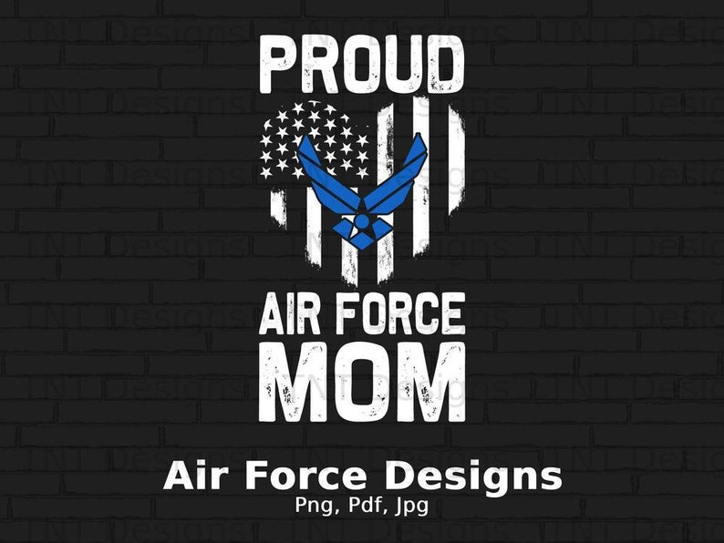 USA Heart Flag Air Force Mom Digital File Instant Download, Proud Air force Mom Son Png Design, Military Mom Png, Air force Shirt Png, Mom image 1