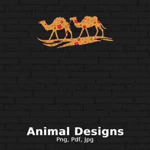 Floral Camels Digital Png File Instant Download, Camel T-shirt Design, Desert Animal Png, Camel Lovers Gift, Retro Colorful Flowered Camels