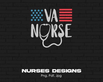 VA infirmière USA drapeau américain fichier numérique Png, téléchargement immédiat, conception de T-shirt infirmière, sublimation infirmière, infirmière vie Png, infirmière chemise Png