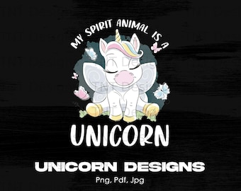 Mijn geest dier is een eenhoorn digitaal PNG-bestand, Instant Download, Unicorn shirt PNG, Unicorn minnaar T-shirt Design, eenhoorns PNG, mok PNG