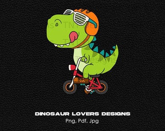 T Rex Dinosaur Riding Bicycle Digital Png File Instant Download, Funny Dinosaur T-shirt Design, Cute Dino Png, Baby Dino Png, Dinosaur Png